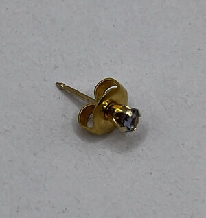 14K Gold 3.1mm Round-Cut Blue Single Stud Earring - Marked 585 STUDEX